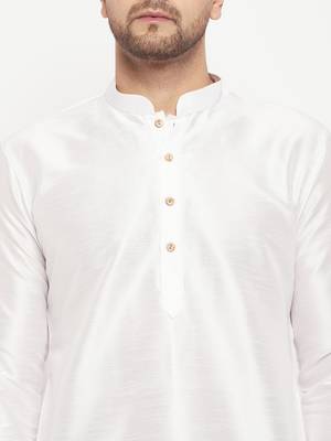 White Silk Blend Kurta 4
