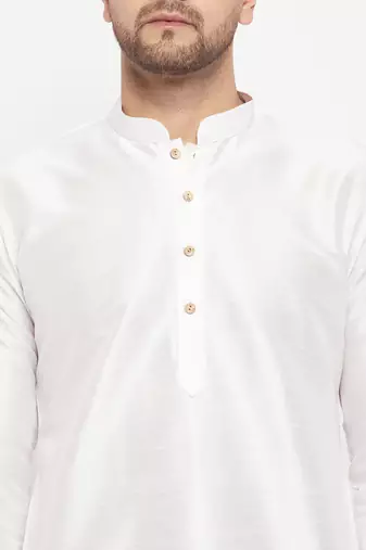 White Silk Blend Kurta
