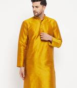 Men'S Gold Silk Blend Kurta