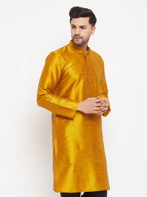 Gold Silk Blend Kurta 2