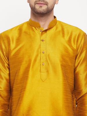 Gold Silk Blend Kurta 4