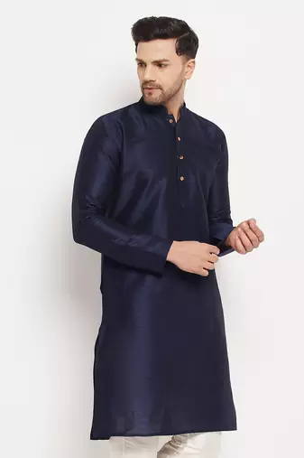 Dark Blue Silk Blend Kurta