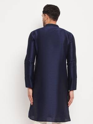 Dark Blue Silk Blend Kurta 3
