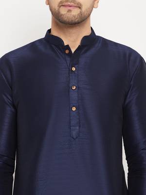 Dark Blue Silk Blend Kurta 4