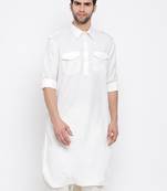 Cream Cotton Blend Pathani Kurta