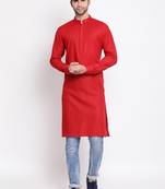 men's maroon cotton blend kurta