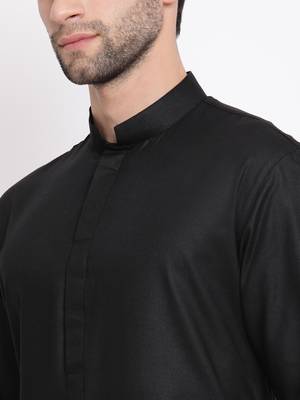 Men'S Black Cotton Blend Kurta 3