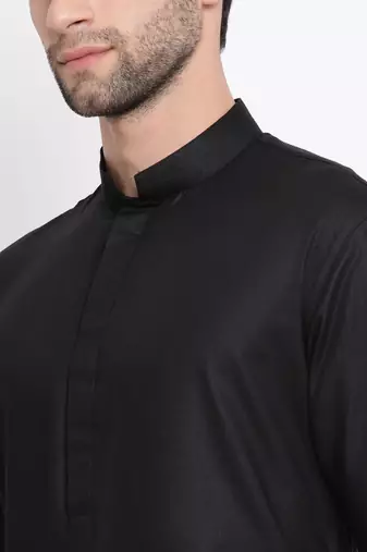 Men'S Black Cotton Blend Kurta