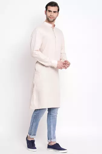 Cream Cotton Blend Kurta