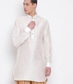 Cream Silk Blend U Kurta