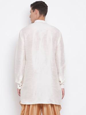 Cream Silk Blend U Kurta 4