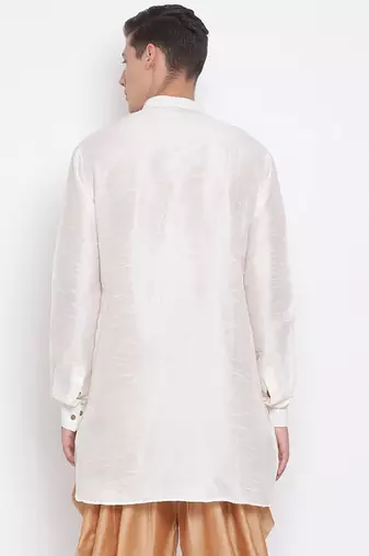 Cream Silk Blend U Kurta