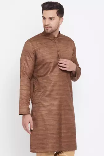 Men'S Coffee Brown Silk Blend Kurta