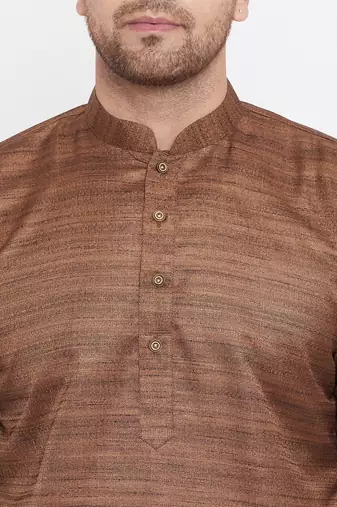 Men'S Coffee Brown Silk Blend Kurta