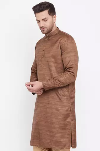 Men'S Coffee Brown Silk Blend Kurta