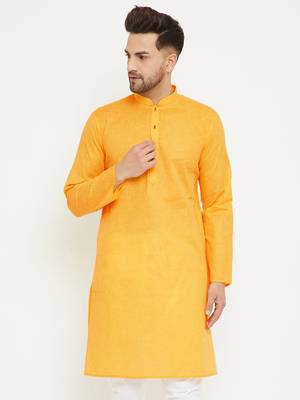Yellow Cotton Blend Kurta 1