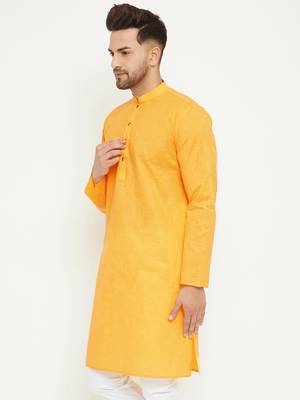 Yellow Cotton Blend Kurta 2