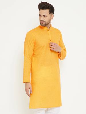 Yellow Cotton Blend Kurta 3