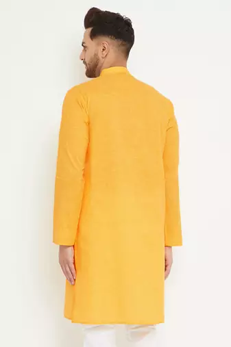Yellow Cotton Blend Kurta