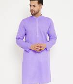 Men'S Purple Cotton Blend Kurta