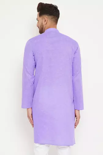 Men'S Purple Cotton Blend Kurta