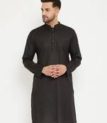 Black Cotton Blend Kurta