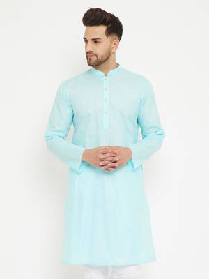 Men'S Aqua Cotton Kurta 1