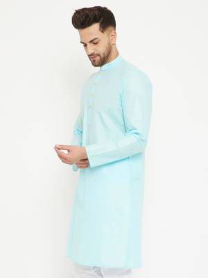Men'S Aqua Cotton Kurta 2