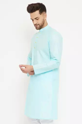 Men'S Aqua Cotton Kurta