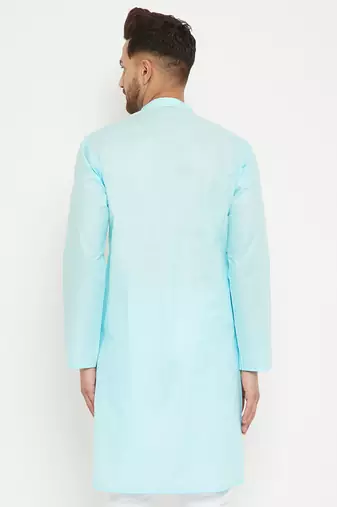 Men'S Aqua Cotton Kurta