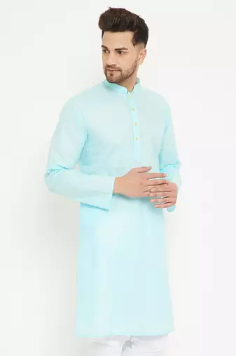 Men'S Aqua Cotton Kurta