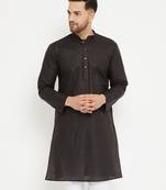 Men'S Black Cotton Kurta