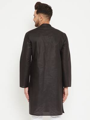 Men'S Black Cotton Kurta 4