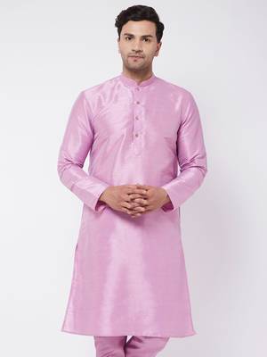 Onion Pink Silk Blend Kurta 1