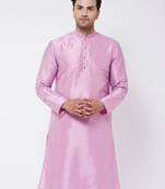 Men'S Onion Pink Silk Blend Kurta