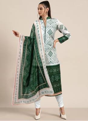Fashion petals solid poly reyon kurti with leggings dupatta set 1