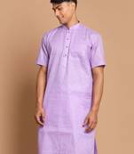 Men'S Purple Cotton Blend Kurta