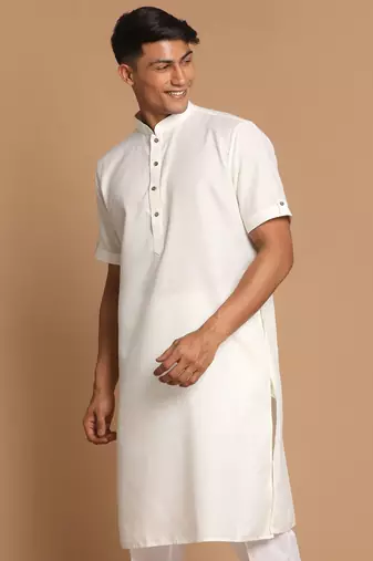 Cream Cotton Blend Kurta