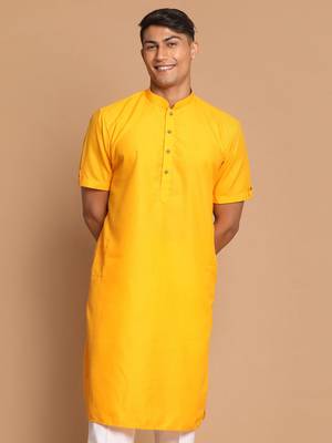 Mustard Cotton Blend Kurta 1