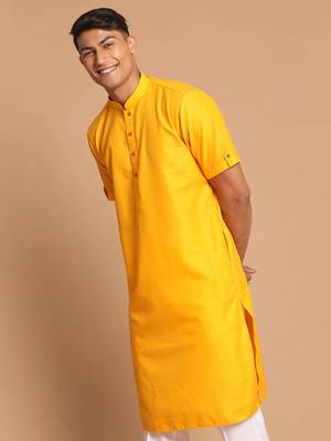 Mustard Cotton Blend Kurta 2