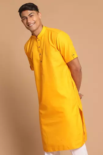 Mustard Cotton Blend Kurta