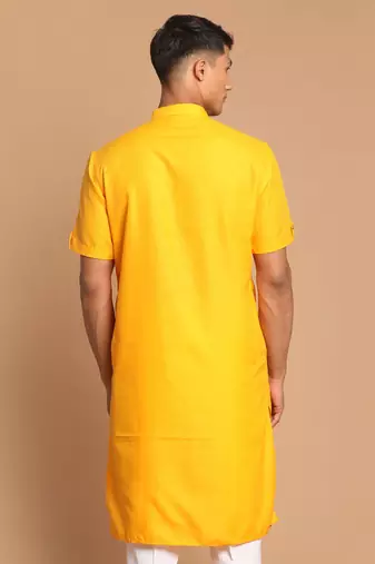 Mustard Cotton Blend Kurta