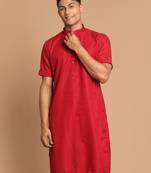 Maroon Cotton Blend Kurta