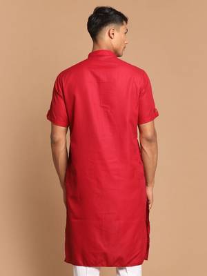 Maroon Cotton Blend Kurta 3