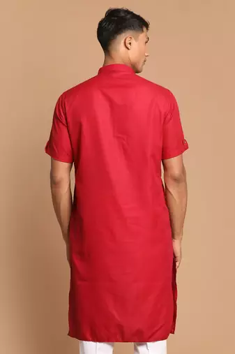 Maroon Cotton Blend Kurta