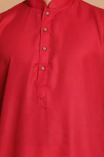 Maroon Cotton Blend Kurta