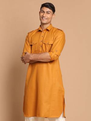 Rust Cotton Blend Kurta 1