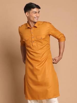 Rust Cotton Blend Kurta 2