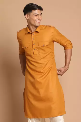 Rust Cotton Blend Kurta