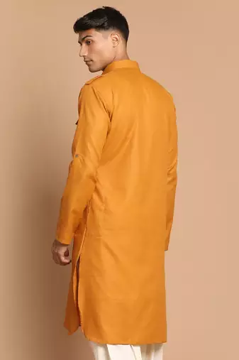 Rust Cotton Blend Kurta